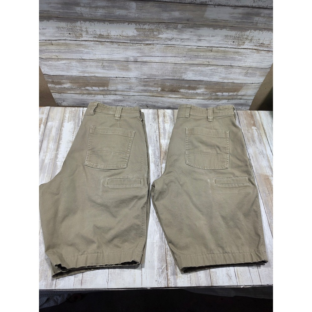 Duluth Trading Flex Fire Hose Shorts Mens 36"x10" Khaki Tan Cargo Utility READ